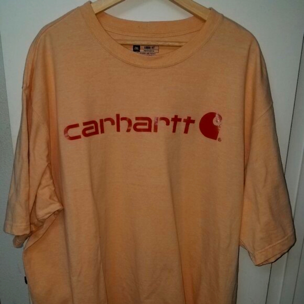 Carhartt Logo Men's Big & Tall Light Orange Color Logo Tee Size 2XLT